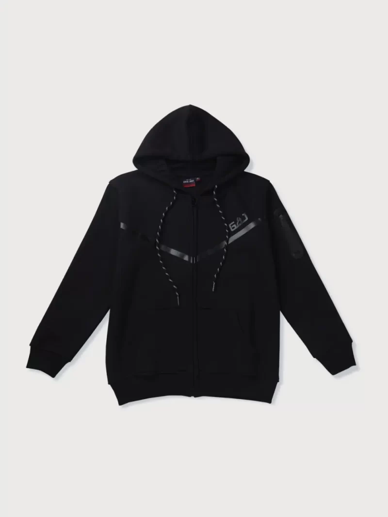 Gini And Jony Boys Black Solid Cotton Knits Jacket Full Sleeves