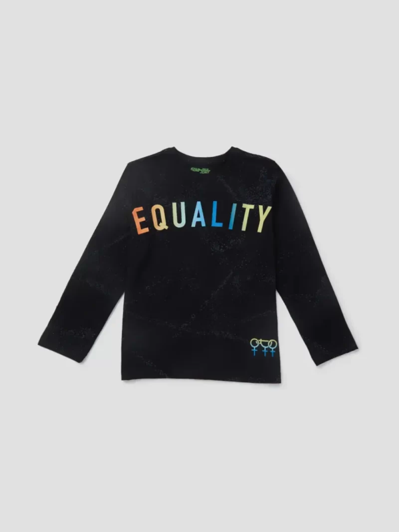 Gini & Jony Boys' Black T-Shirt | Knitshand-Wash | Regular Fit