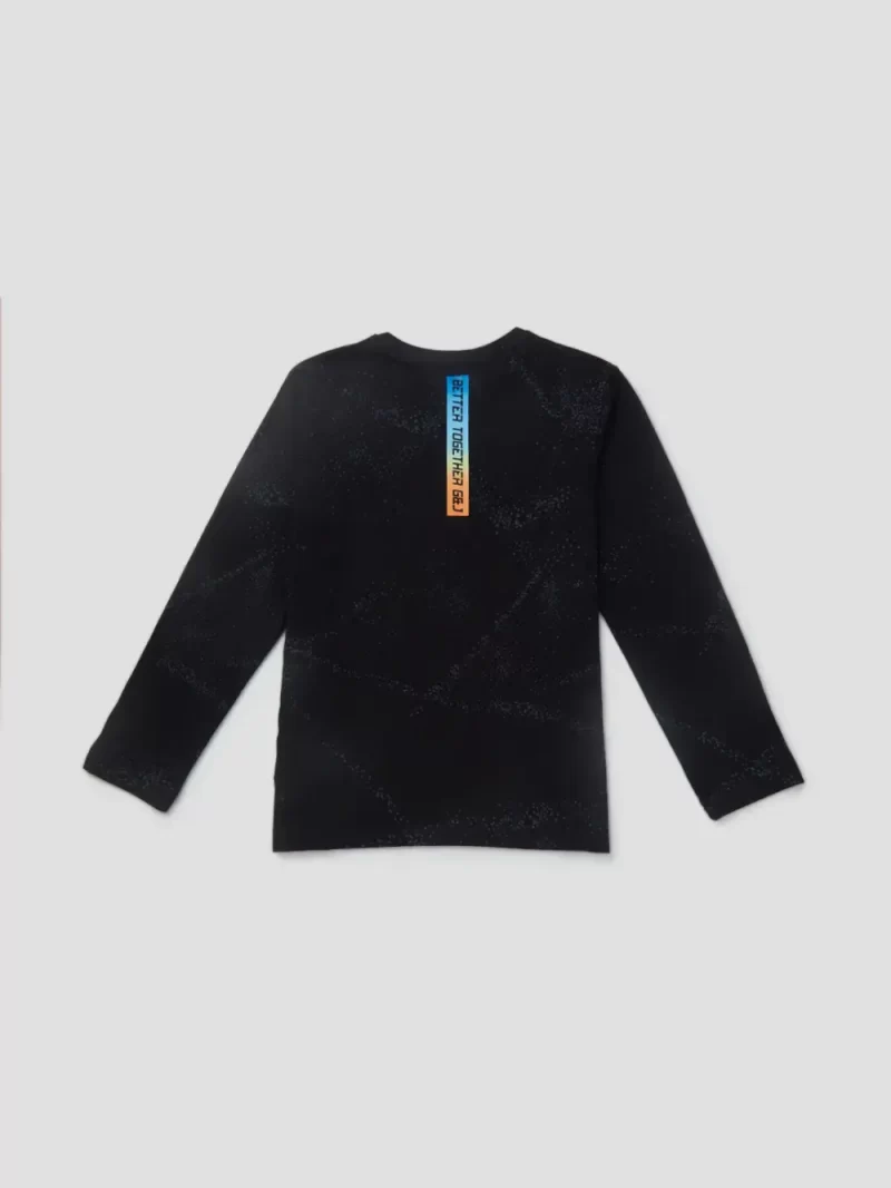 Gini & Jony Boys' Black T-Shirt | Knitshand-Wash | Regular Fit