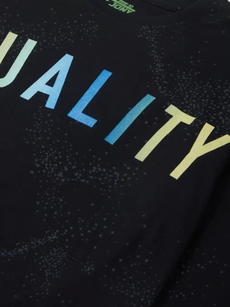 Gini & Jony Boys' Black T-Shirt | Knitshand-Wash | Regular Fit