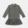 Girls Green Cotton Solid Dress