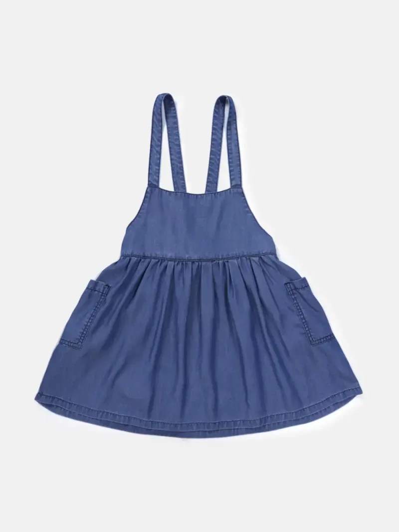 Gini & Jony Girls Blue Printed Denim Half Sleeves Dungree