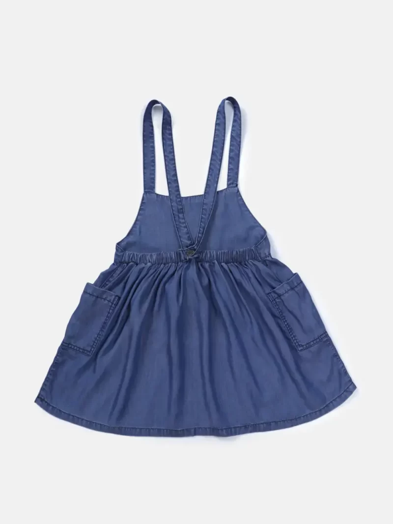 Gini & Jony Girls Blue Printed Denim Half Sleeves Dungree