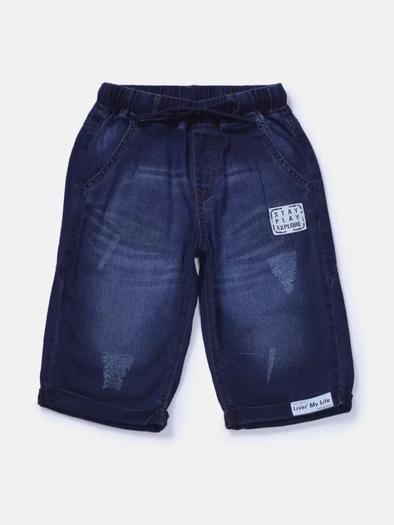 Gini And Jony Boys Blue Washed Denim Bermuda Elasticated