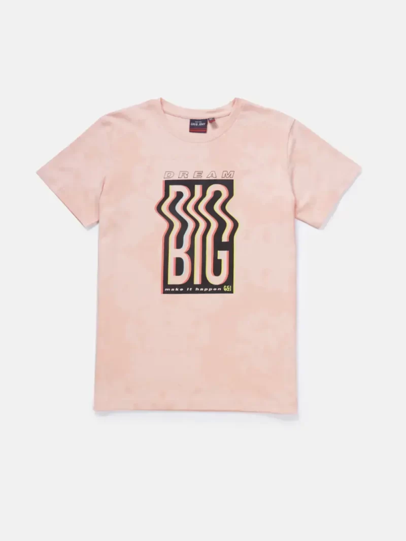Gini & Jony Boys Pink Printed Knits Half Sleeves T-Shirt