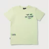 Gini And Jony Boys Green Typographic Print Cotton T-Shirt Half Sleeves