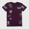 Gini And Jony Boys Burgundy Graphic Print Cotton T-Shirt Half Sleeves