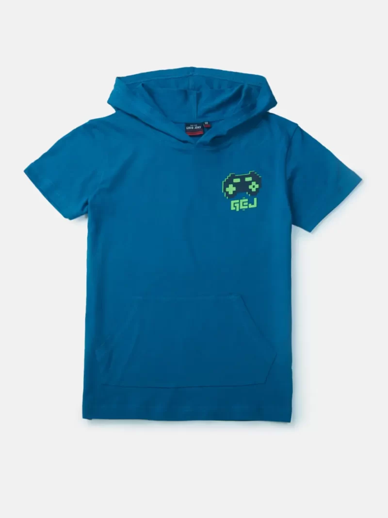 Gini And Jony Boys Blue Typographic Print Cotton T-Shirt Half Sleeves