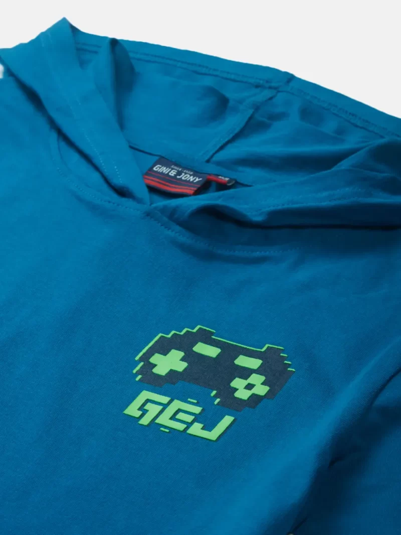 Gini And Jony Boys Blue Typographic Print Cotton T-Shirt Half Sleeves