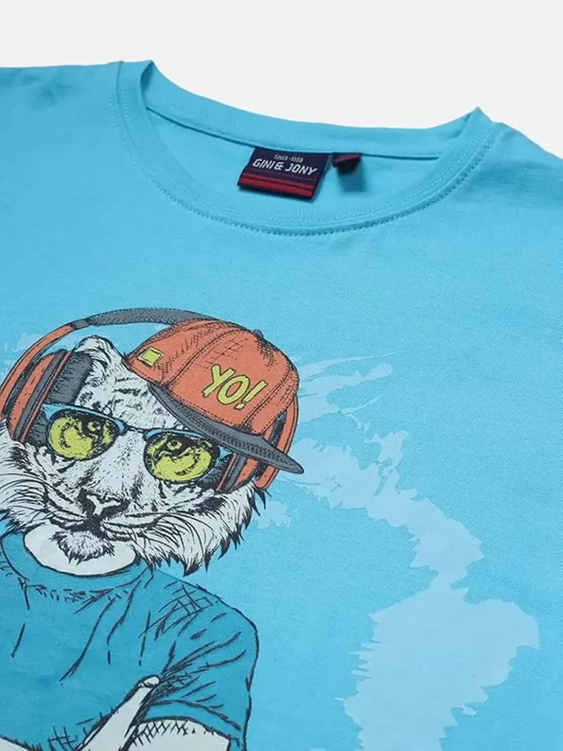 Gini & Jony Boys' Light Blue T-Shirt | Knitshand-Wash