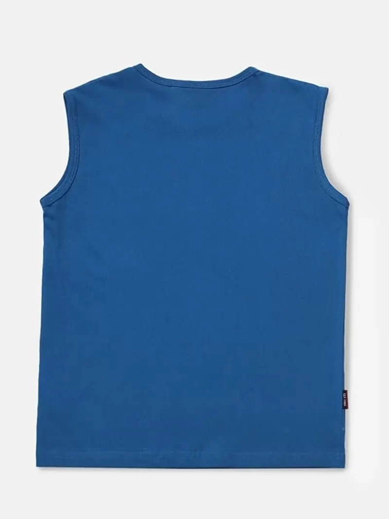 Gini & Jony Boys Dark Blue Graphic Print Sando