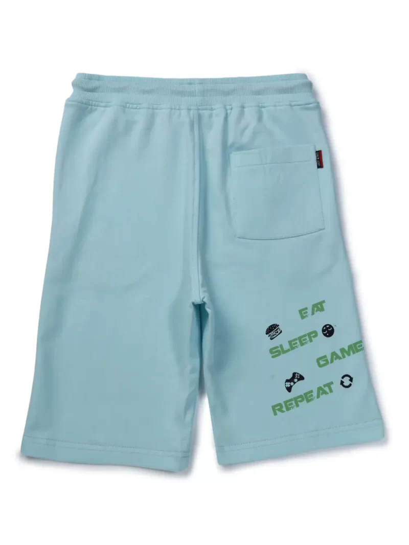 Gini & Jony Boys Blue Printed Knits Elasticated Bermuda