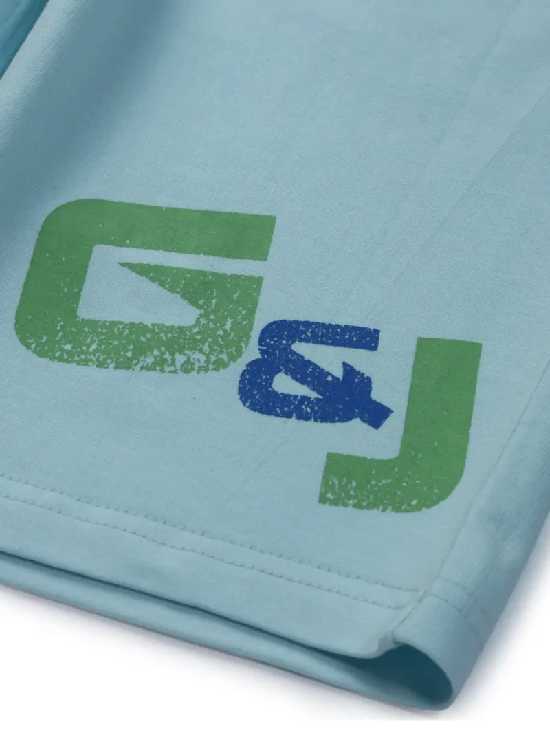 Gini & Jony Boys Blue Printed Knits Elasticated Bermuda