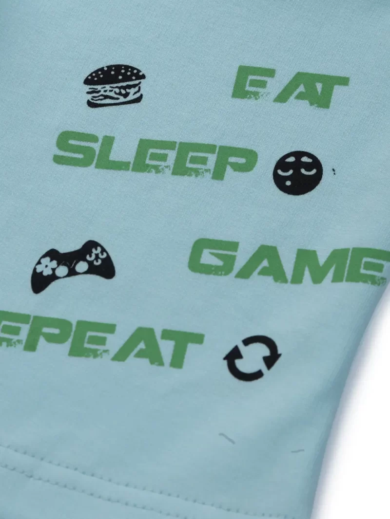 Gini & Jony Boys Blue Printed Knits Elasticated Bermuda