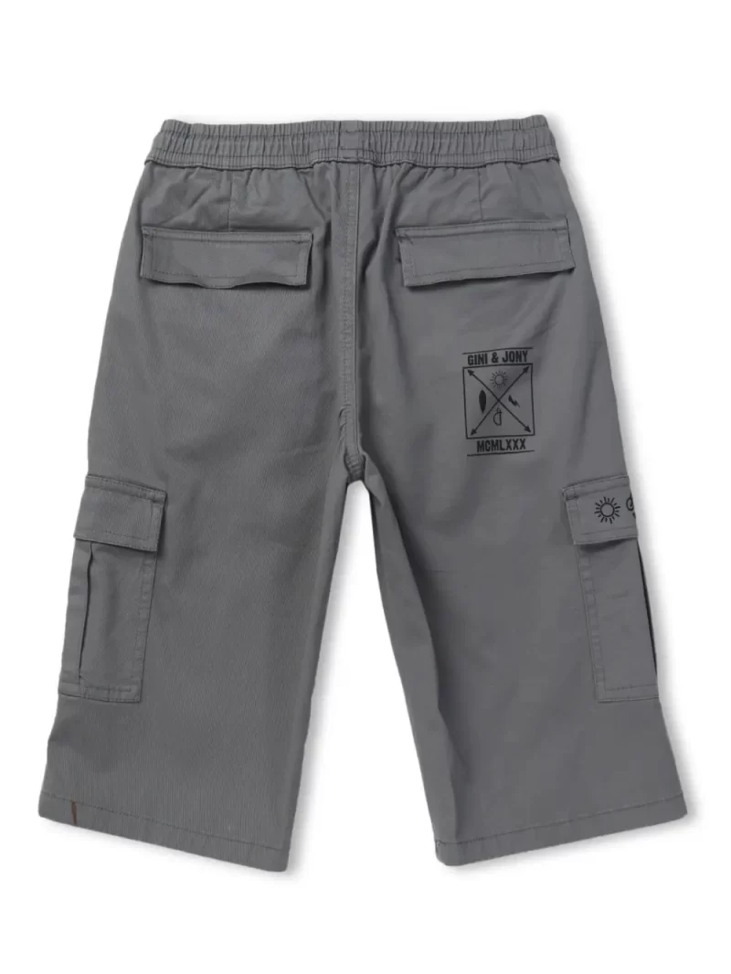 Gini And Jony Boys Grey Graphic Print Cotton Bermuda Elasticated