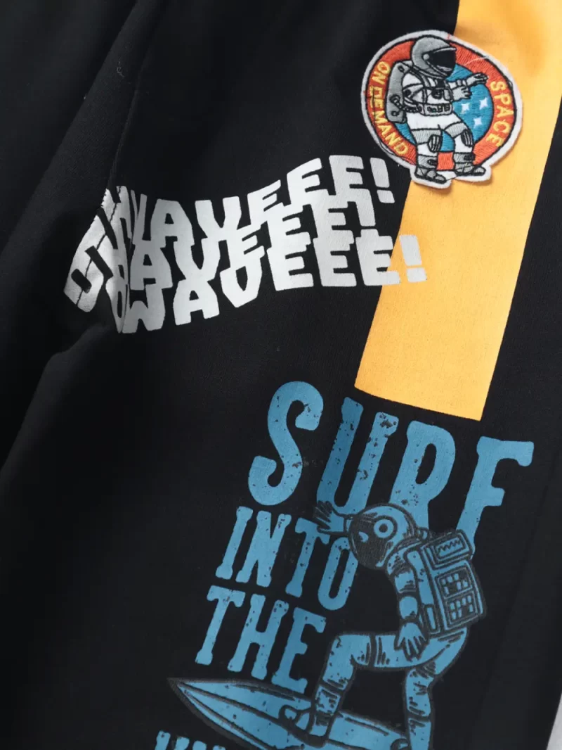 Gini And Jony Boys Black Color Block Cotton Track Pant Elasticated