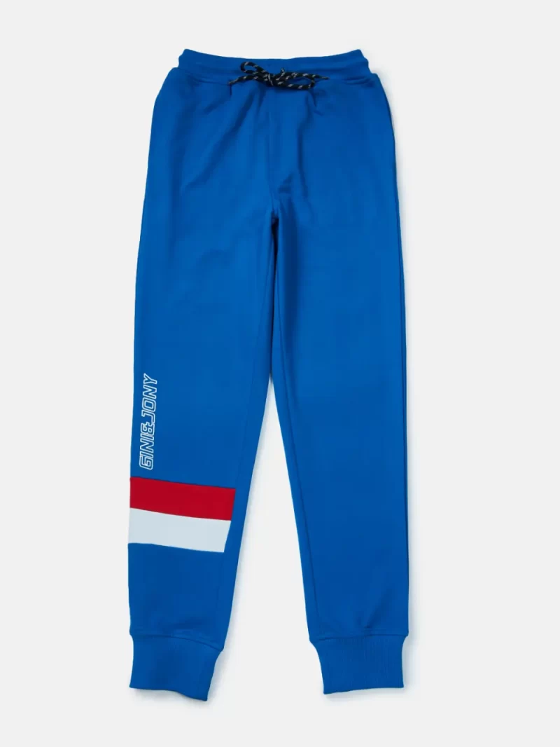 Gini And Jony Boys Blue Printed Cotton Track Pant Elasticated