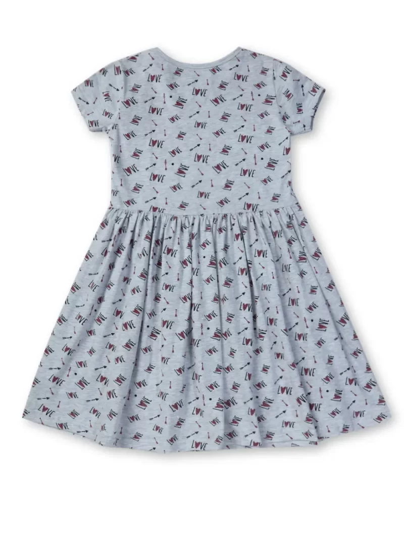 Gini And Jony Girls Grey Conversational Print Dress Half Sleeves