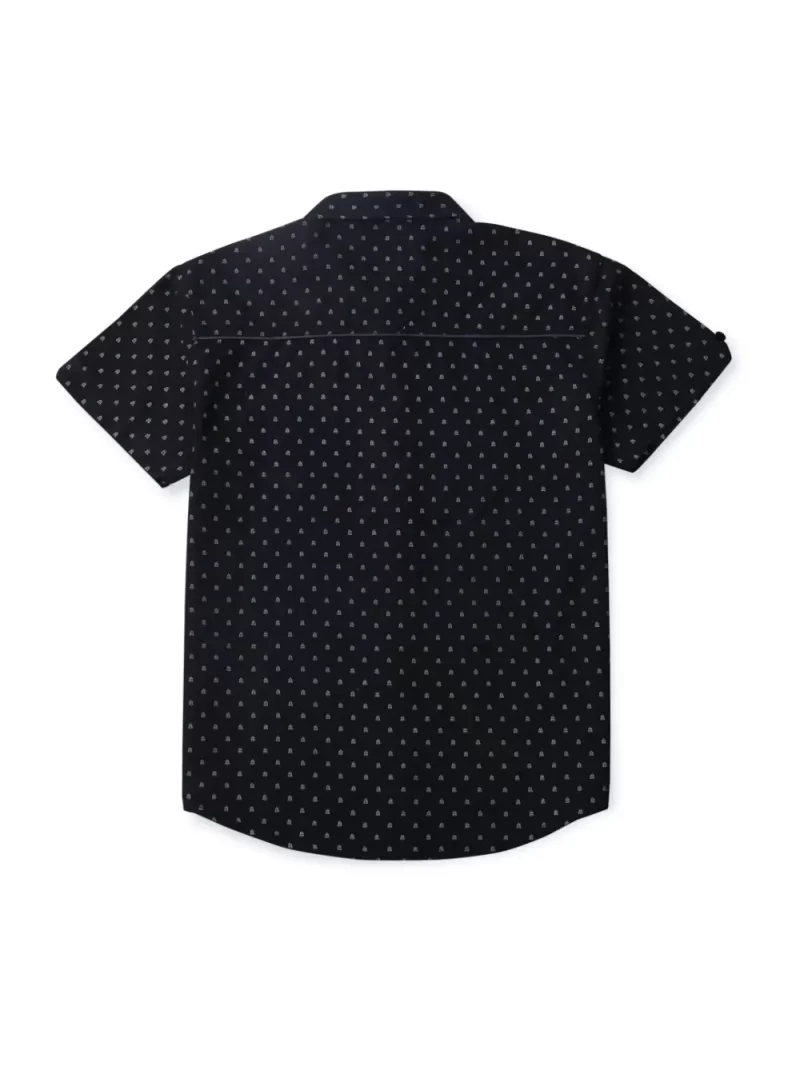 Gini And Jony Boys Black Micro Ditsy Cotton Shirt Half Sleeves