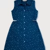 Gini And Jony Girls Navy All Over Print Cotton Dress Sleeveless