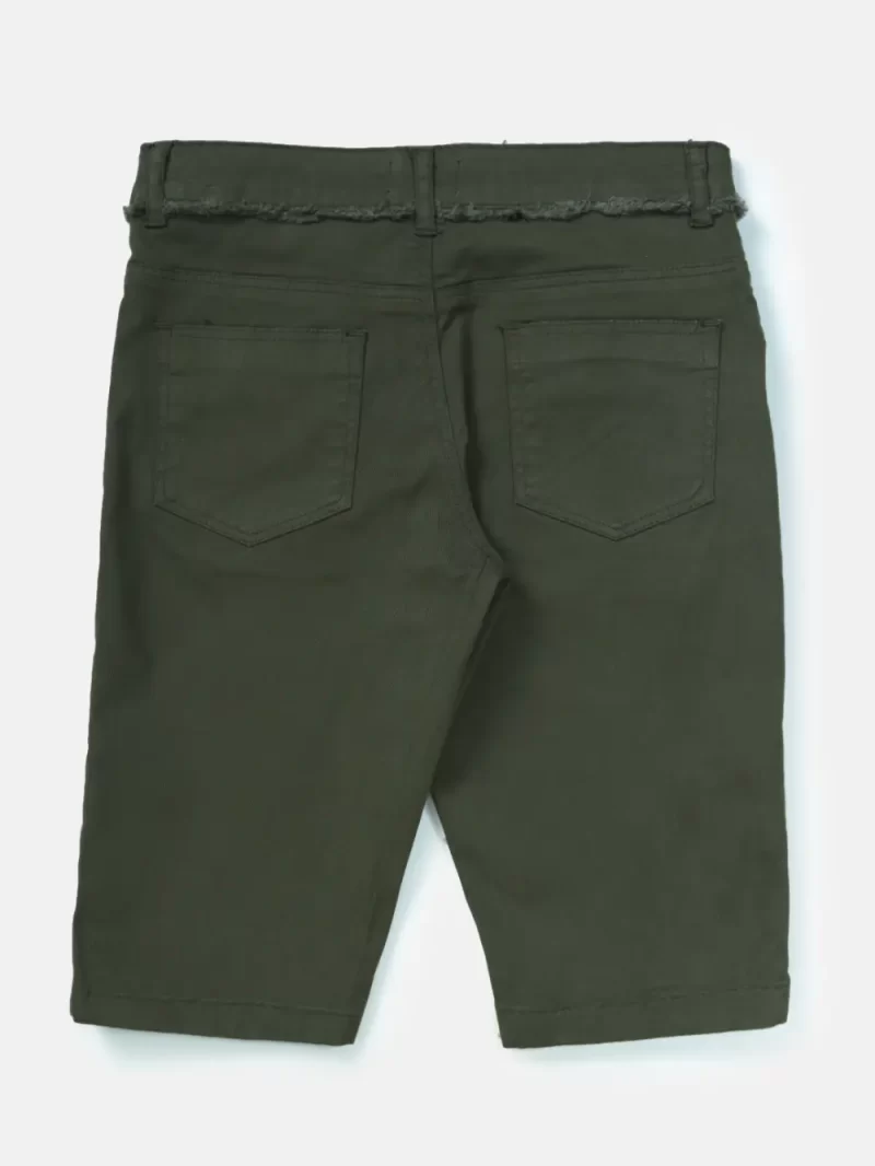 Gini And Jony Girls Olive Solid Pedal Pusher Fixed Waist