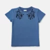 Gini And Jony Girls Blue Floral Print Cotton Knits Top Half Sleeves 4-5Y
