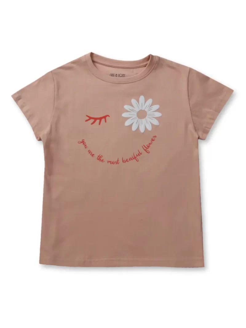 Gini And Jony Girls Peach Solid Cordinate Half Sleeves