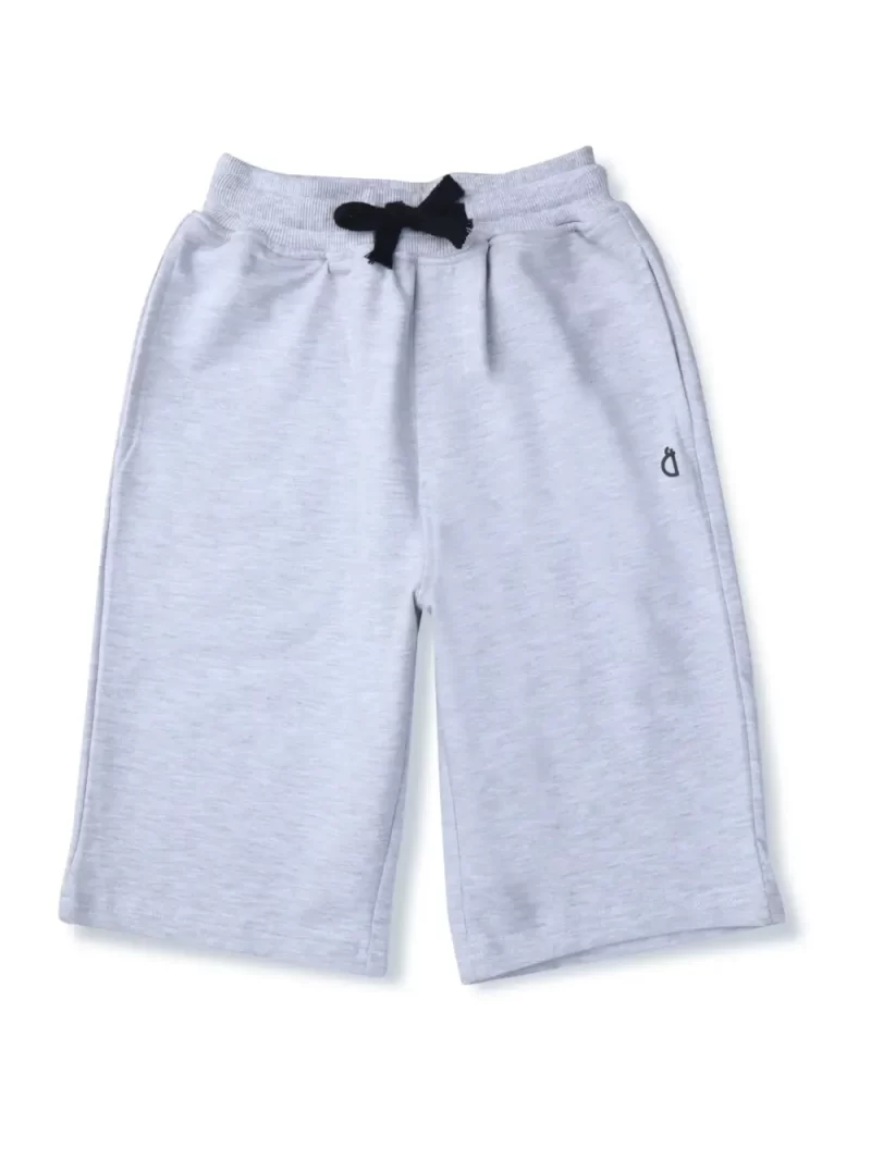 Gini And Jony Boys Grey Solid Cotton Elasticated Bermuda