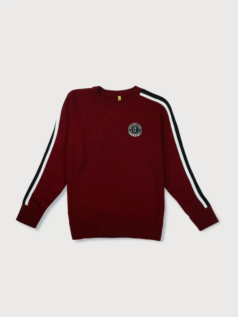 Gini & Jony Boys Red Solid Woven Full Sleeves Sweater