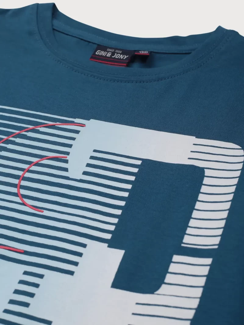 Gini And Jony Boys Blue Graphic Print Cotton T-Shirt Full Sleeves