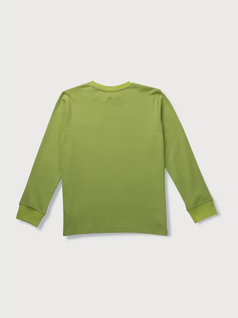 Gini & Jony Boys Green Solid Knits Full Sleeves T-Shirt