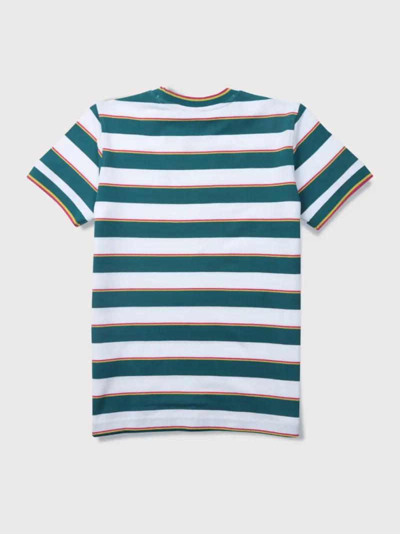 Gini And Jony Boys Green Stripes Cotton T-Shirt Half Sleeves