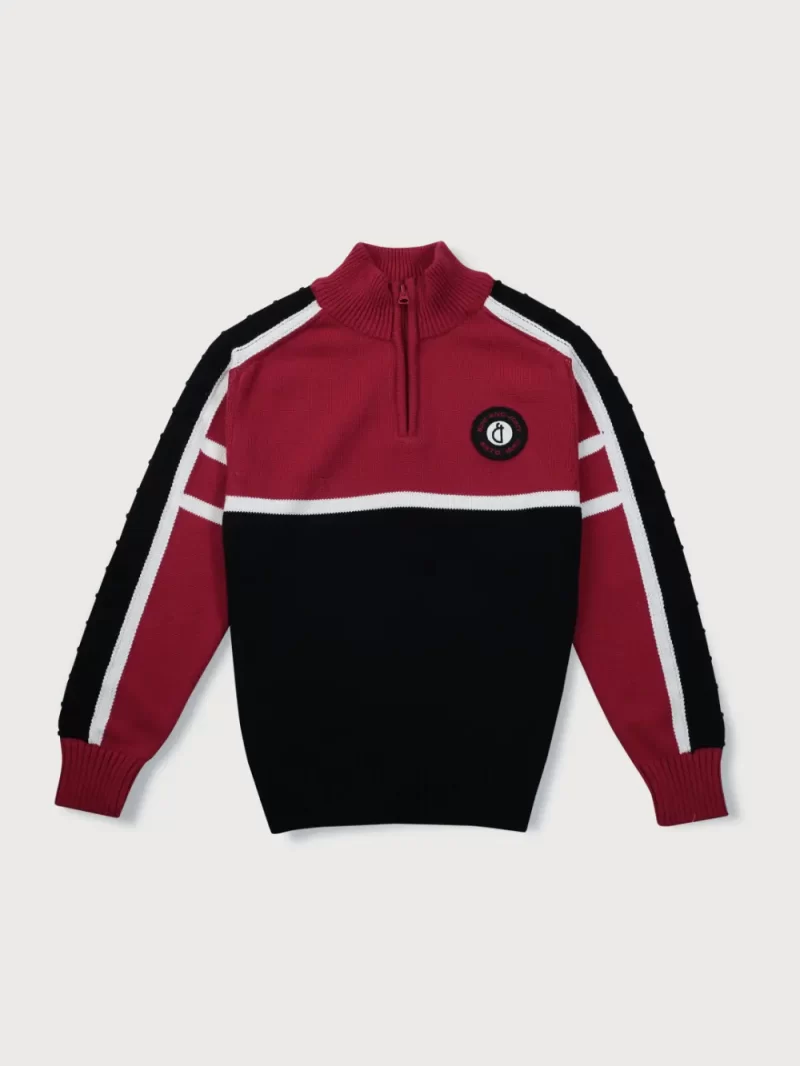 Gini And Jony Boys Black Color Block Acrylic Sweater Full Sleeves