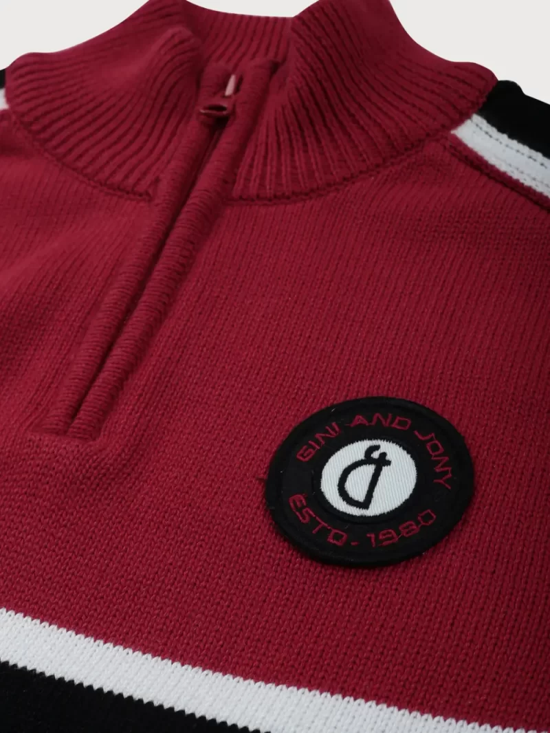 Gini And Jony Boys Black Color Block Acrylic Sweater Full Sleeves