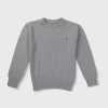 Gini & Jony Boys Grey Solid Woven Full Sleeves Sweater