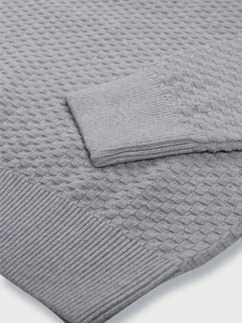 Gini & Jony Boys Grey Solid Woven Full Sleeves Sweater