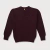 Gini & Jony Boys Red Solid Woven Full Sleeves Sweater