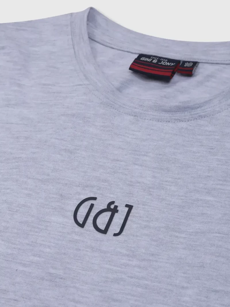 Gini & Jony Boys Blue Printed Cotton Full Sleeves T-Shirt