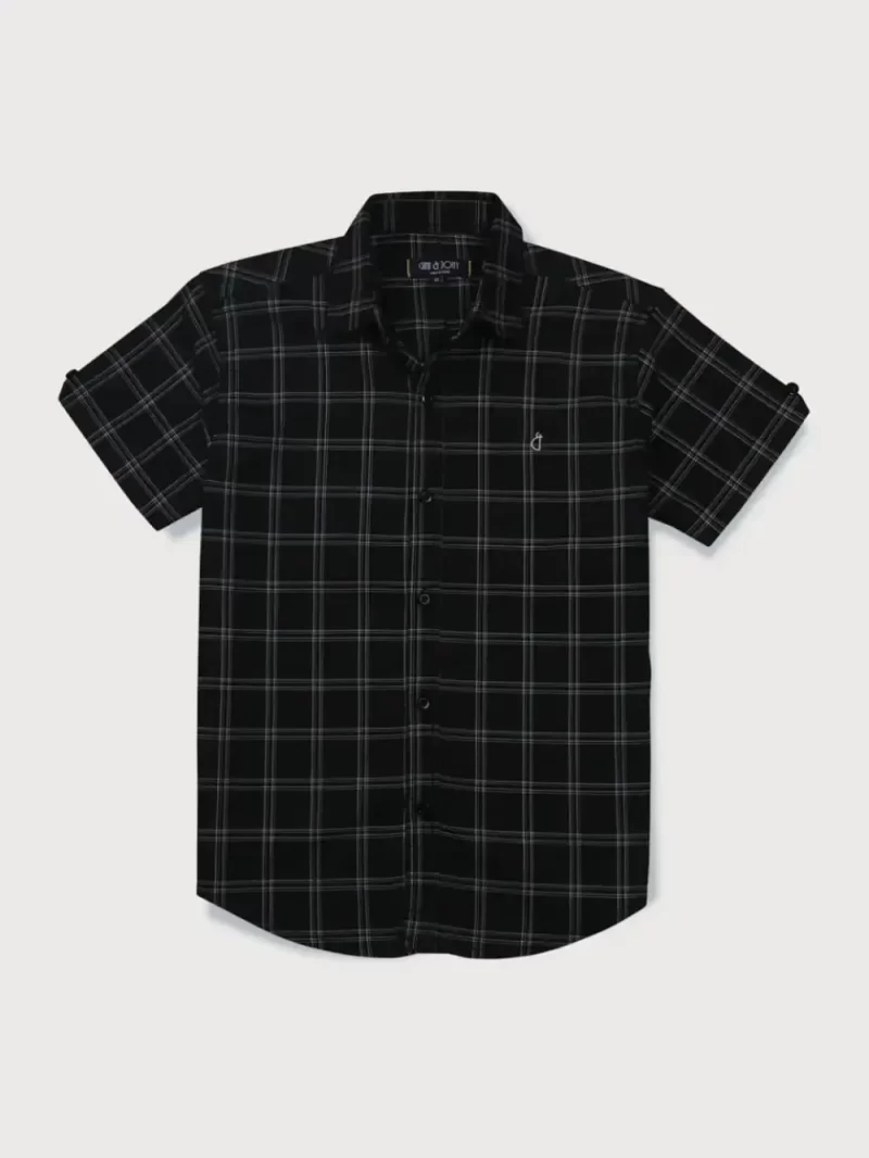 Gini & Jony Boys Black Checks Cotton Half Sleeves Shirt