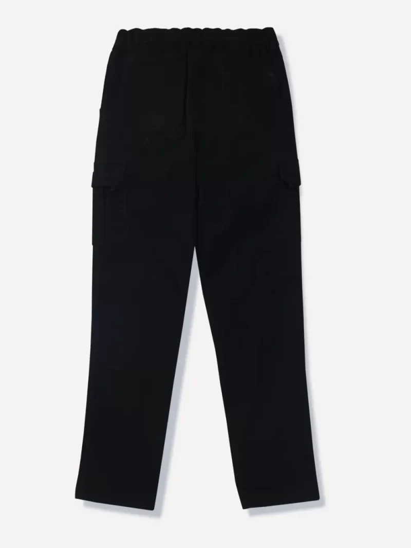 Gini And Jony Boys Black Solid Cotton Trouser Elasticated