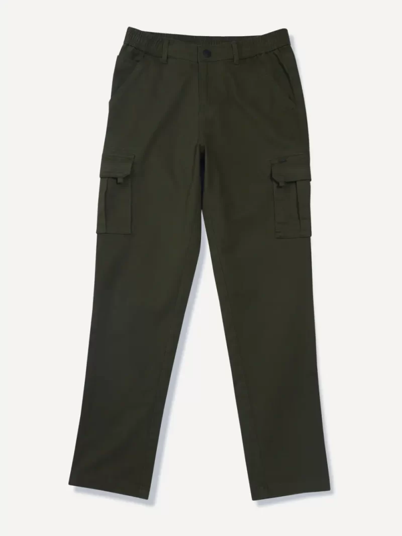 Gini And Jony Boys Green Solid Cotton Trouser Elasticated