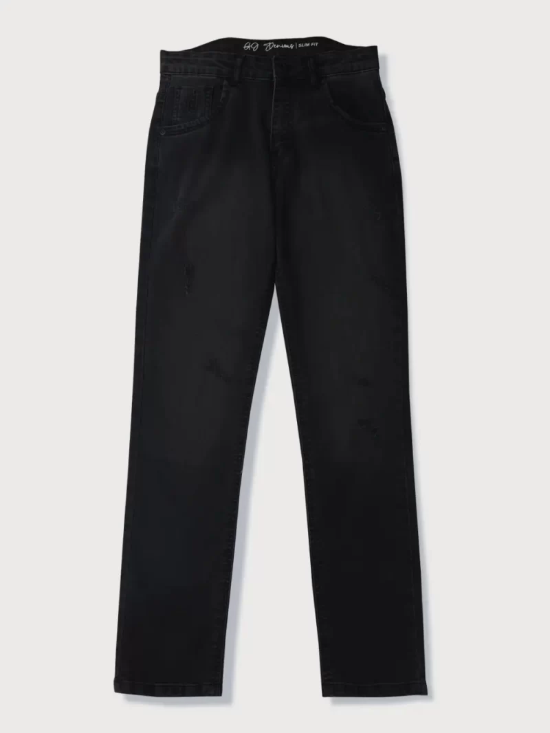 Gini And Jony Boys Black Distressed Denim Jeans Fixed Waist