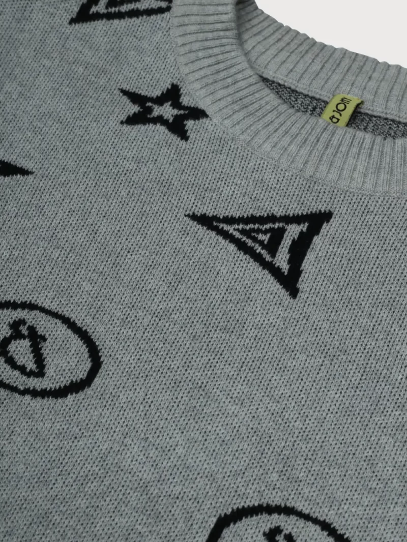 Gini & Jony Boys Red Solid Woven Full Sleeves Sweater