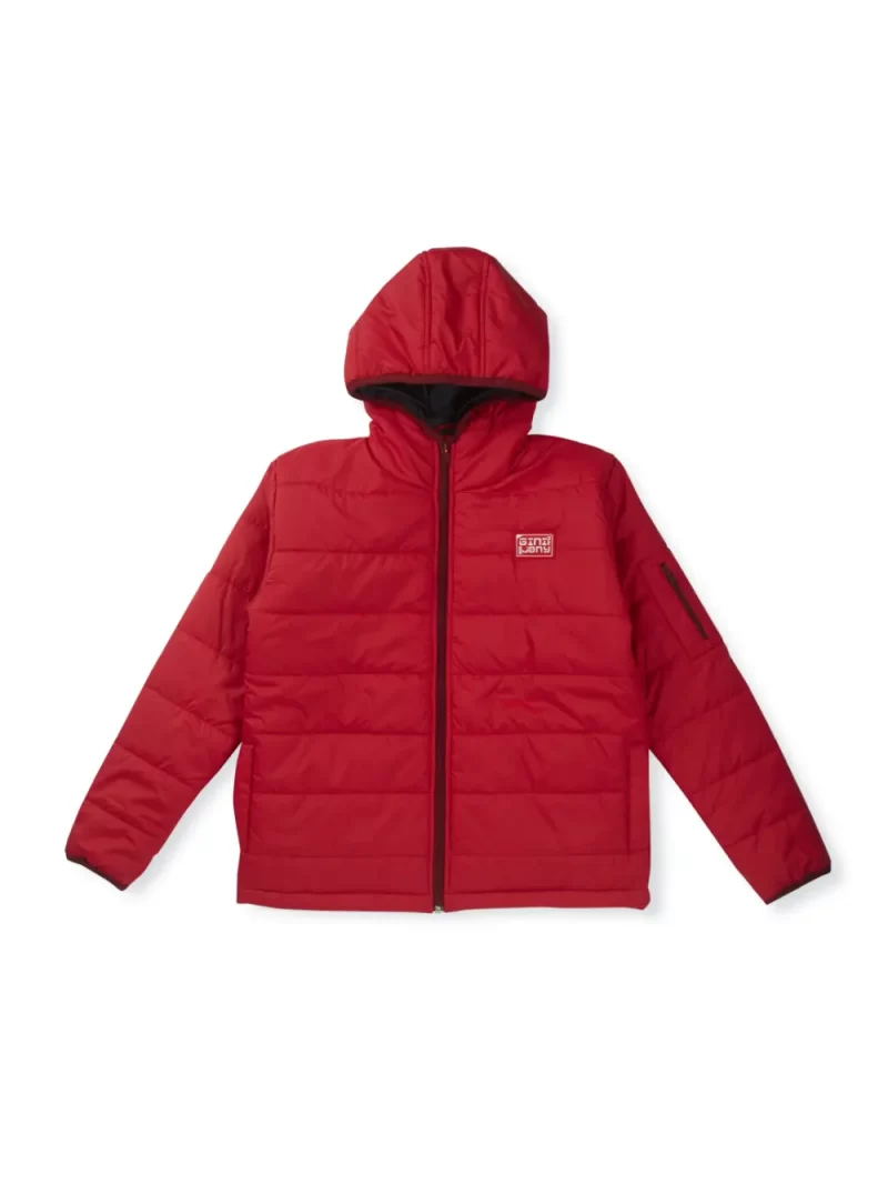 Gini And Jony Boys Red Solid Taffeta Full Sleeves Heavy Winter Jacket
