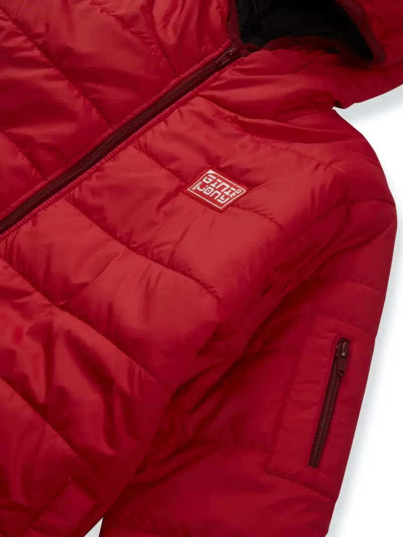 Gini And Jony Boys Red Solid Taffeta Full Sleeves Heavy Winter Jacket