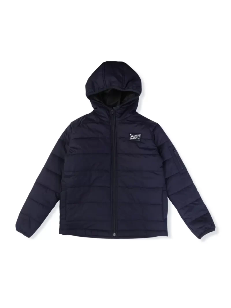 Gini And Jony Boys Navy Solid Taffeta Heavy Winter Jacket Full Sleeves