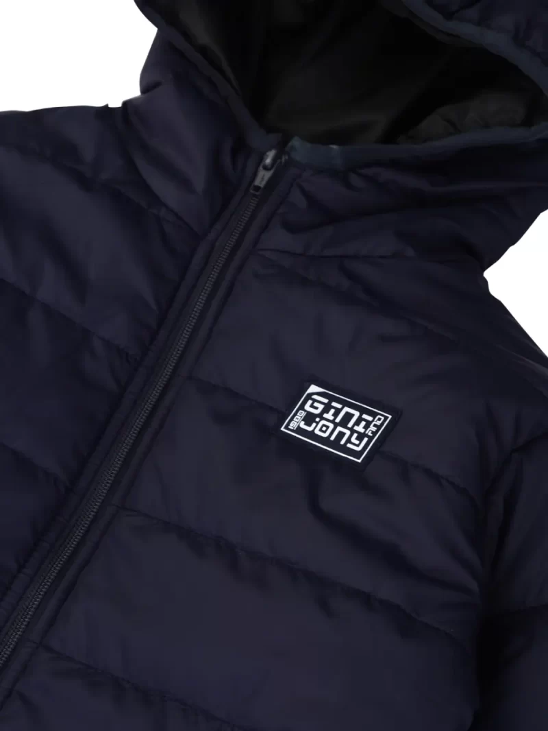 Gini And Jony Boys Navy Solid Taffeta Heavy Winter Jacket Full Sleeves