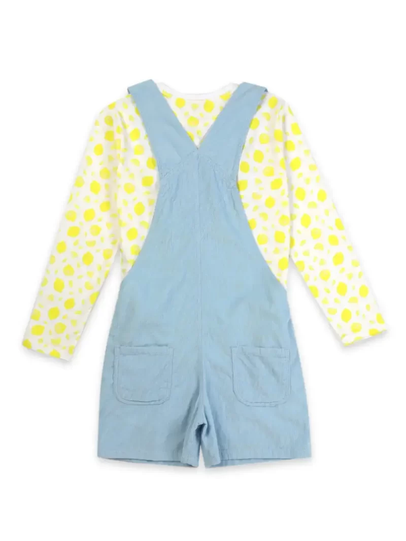 Gini & Jony Girls Blue Printed Denim Half Sleeves Dungree