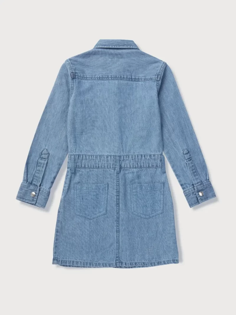 Gini & Jony Girls Blue Solid Denim Full Sleeves Dress