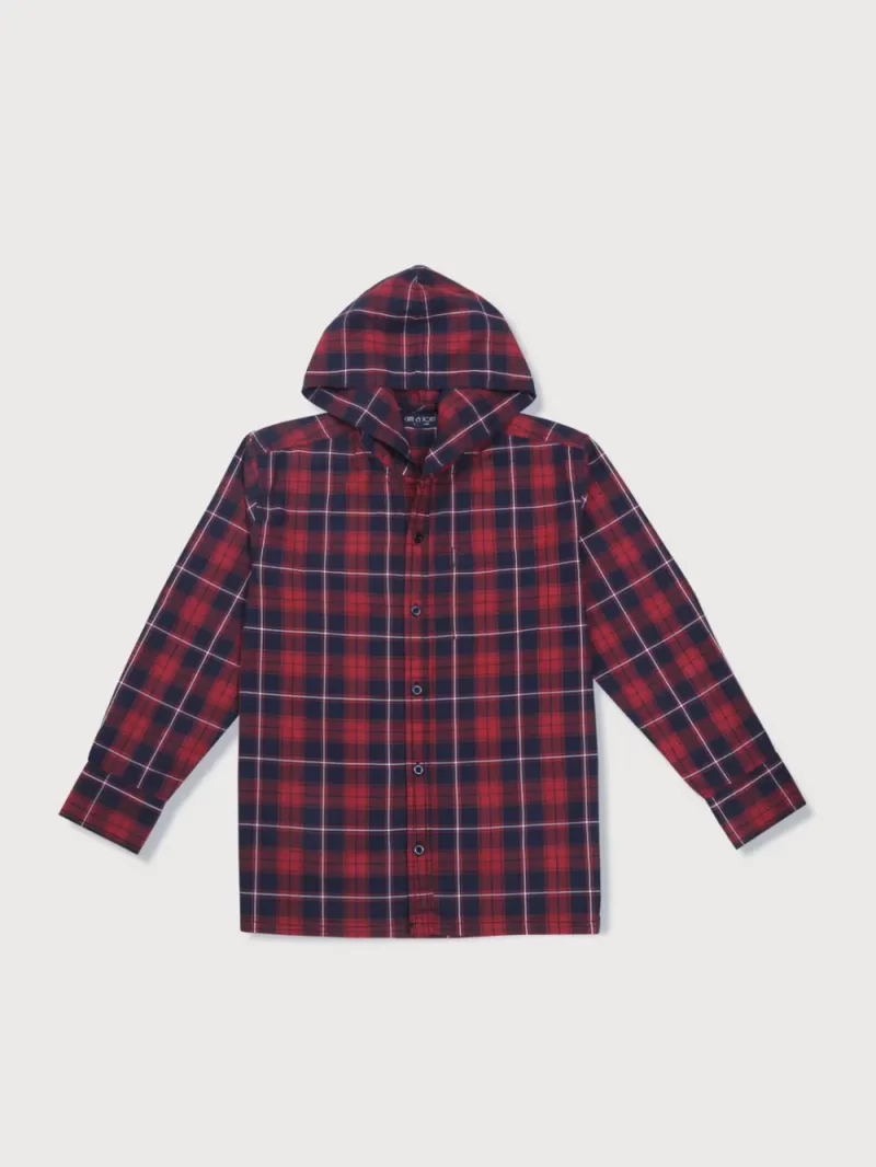 Gini & Jony Boys Red Checks Cotton Full Sleeves Shirt
